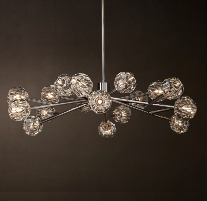 48" chandelier shown in Polished Nickel.