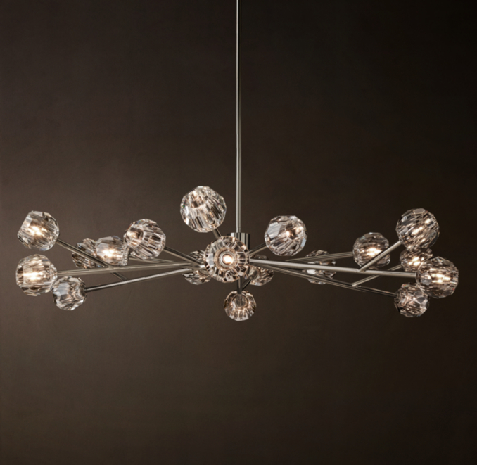 60" chandelier shown in Polished Nickel.