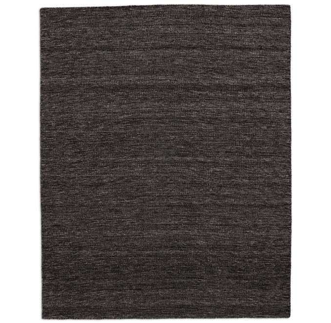 Textured Stripe Wool Rug - Black