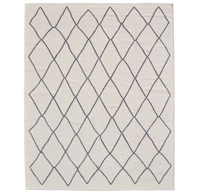 Overhead view of Arlequin Flatweave Rug - Ivory/Charcoal 