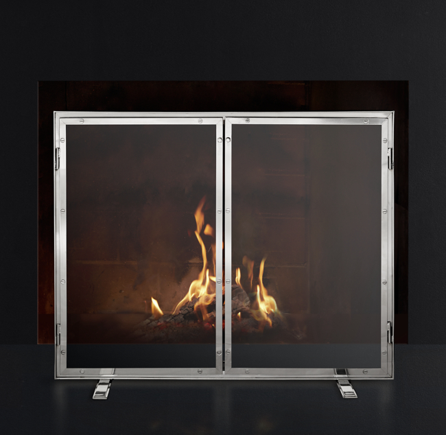 Courchevel Glass Fireplace Screen With Doors