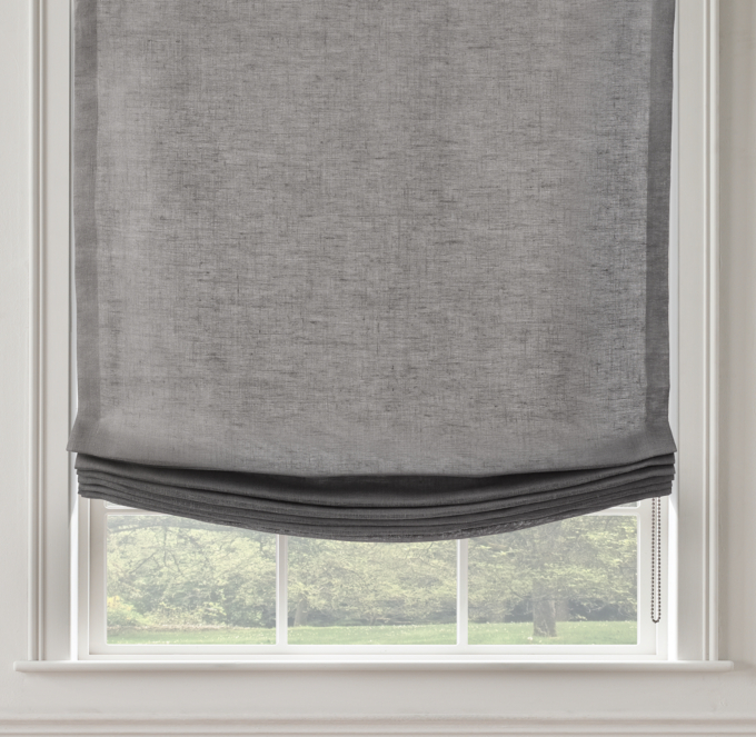 Stonewashed Sheer Linen Relaxed Roman ShadeAll Colors On Sale