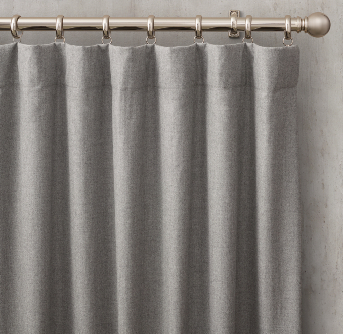 Front view of Custom Heathered Wool Rod-Pocket Drapery<Br><B><Small><Em>All Colors On Sale</Em></Small></B> shown in Sand