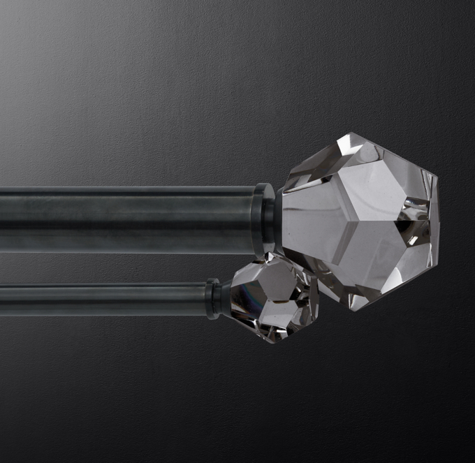 Front view of Custom Bayonne Solid Brass & With Crystal Faceted Finials shown in Oil-Rubbed Bronze