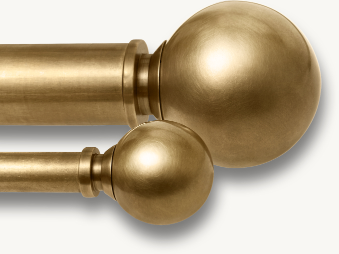 Front view of Bayonne Solid Brass Ball Finials (Set Of 2) shown in Satin Brass
