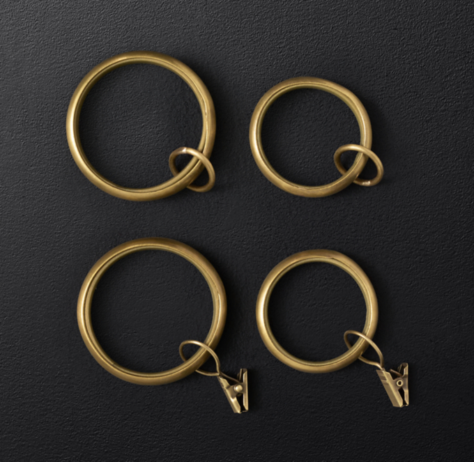 Bayonne Solid Brass Drapery Rings Set Of 7 Burnished Brass
