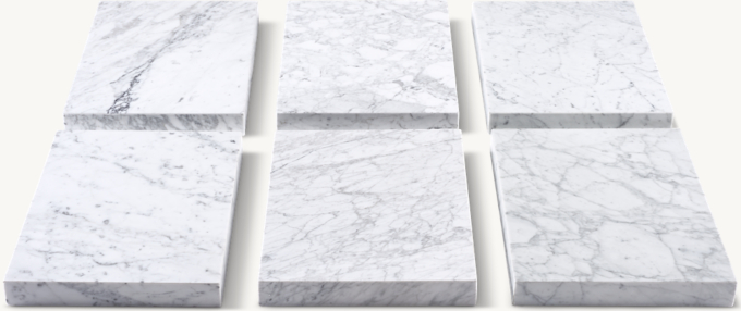 Shown in Italian Carrara Marble. Marble tabletops will have distinctive veins, markings and color variations that are unique to each piece. No two are the same.