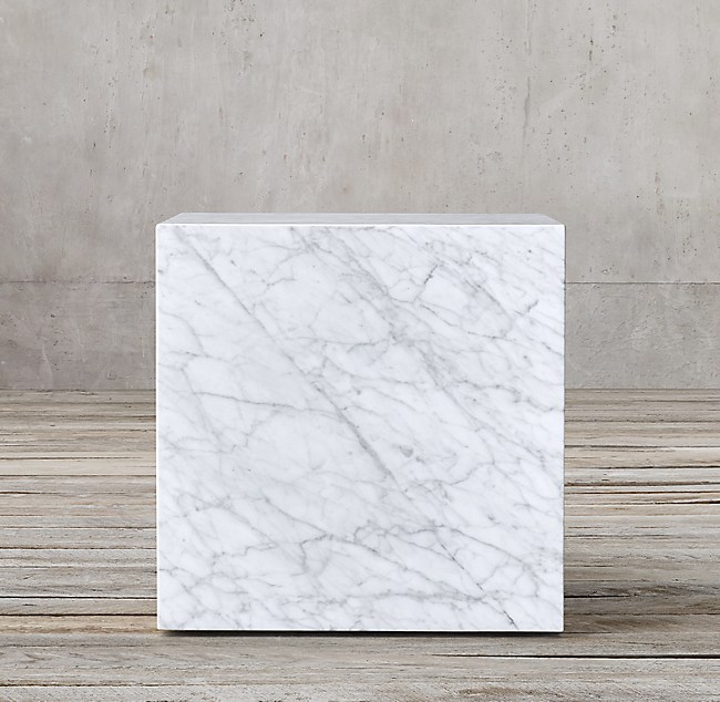 Marble Plinth Cube Side Table, Cube Coffee Table Marble
