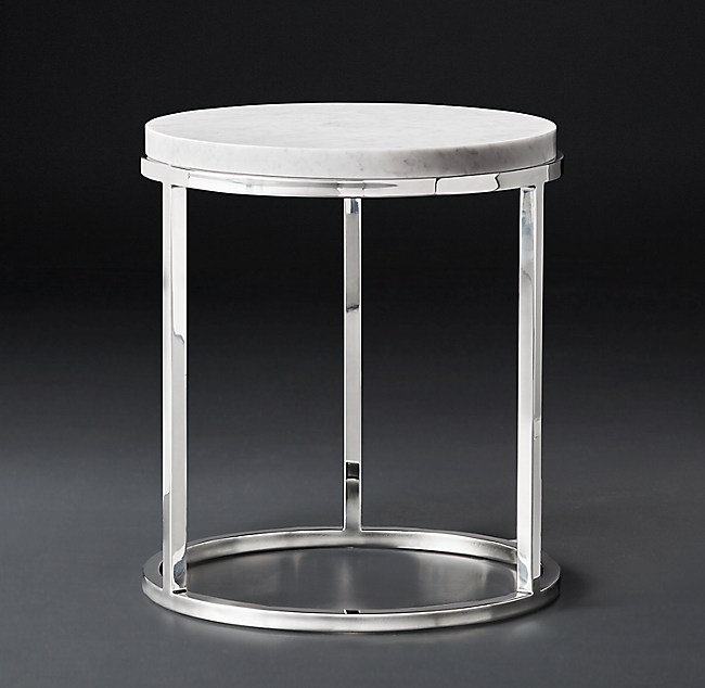 Nicholas Marble Round Side Table, Round Silver Side Table