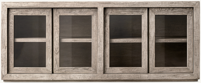 Reclaimed Oak Glass 4-Door Sideboard