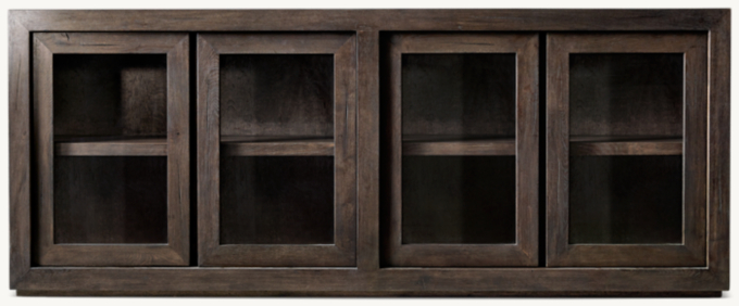 Reclaimed Oak Glass 4-Door Sideboard
