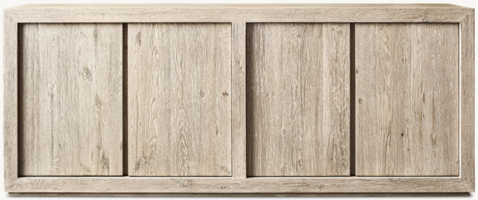 Front view of Reclaimed Oak 4-Door Sideboard 