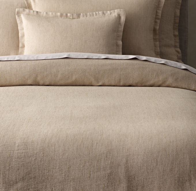 Relaxed Pinstripe Washed Cotton Linen Duvet Cover