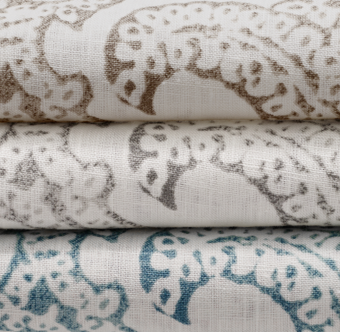 Overhead view of Italian Distressed Scroll Linen Bedding Swatch 