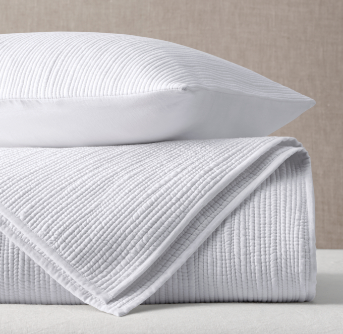 Channel Stitch Cotton Voile Coverlet & Sham Set