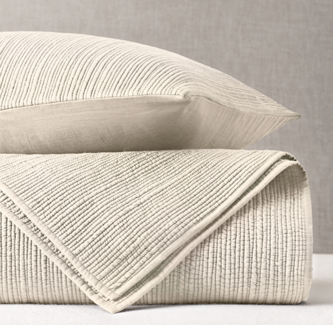 Channel Stitch Cotton Voile Coverlet & Sham Set - King