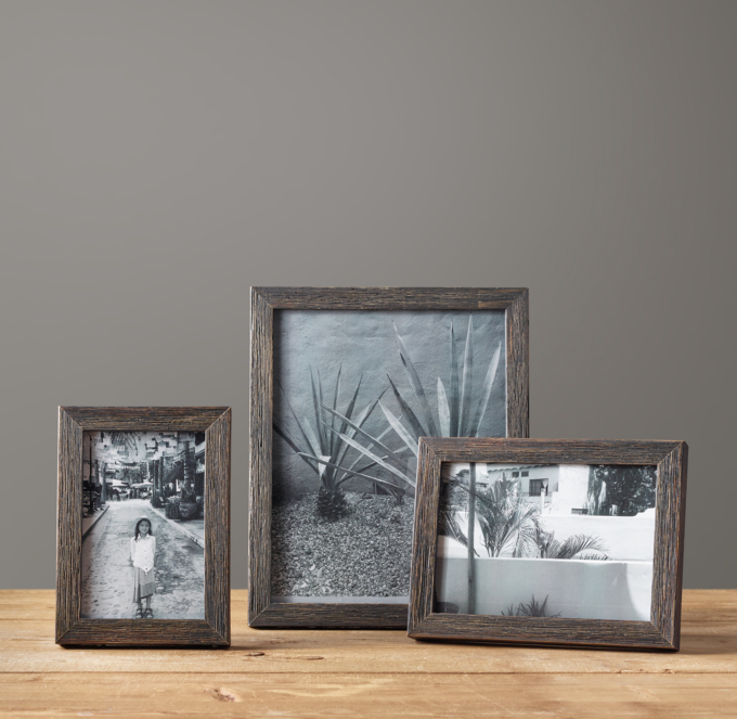 Weathered Oak Narrow Tabletop Frame - Black