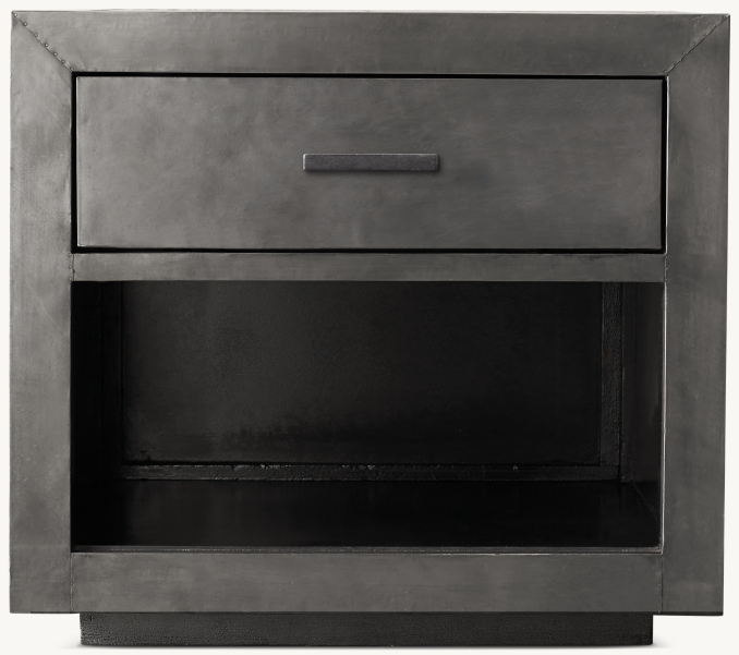 Front view of La Salle Metal-Wrapped Open Nightstand shown in Dark Zinc