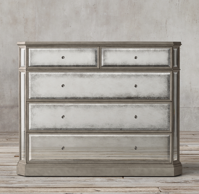 1930s French Mirrored 5drawer Dresser