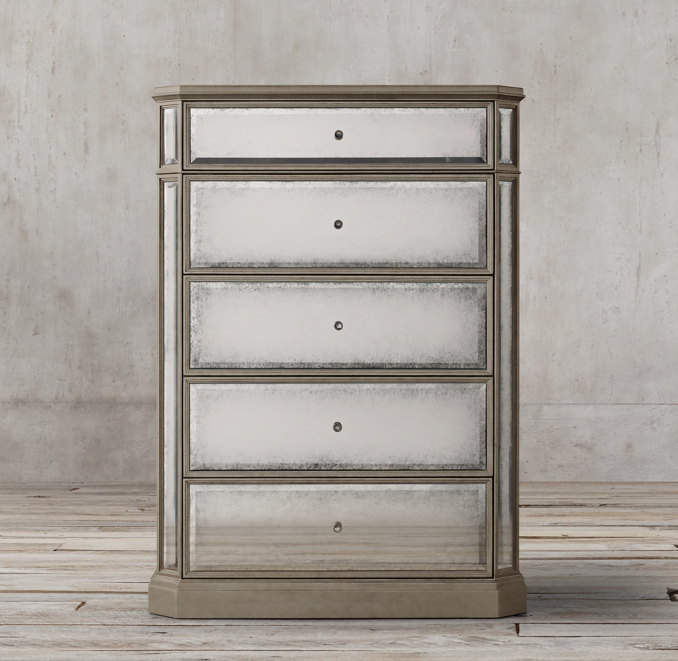 1930s French Mirrored 5drawer Narrow Dresser