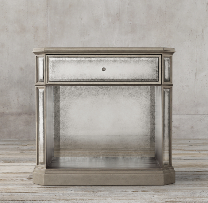 1930s French Mirrored Open Nightstand