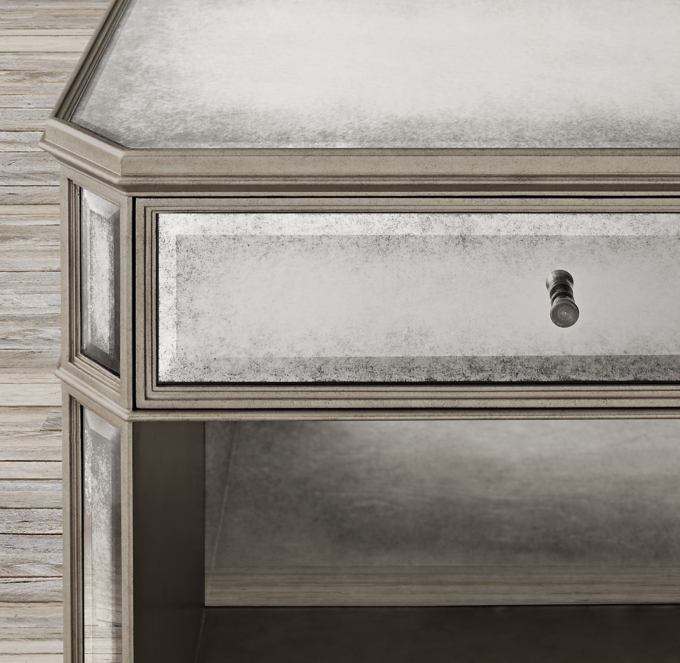 1930s French Mirrored 32" Open Nightstand