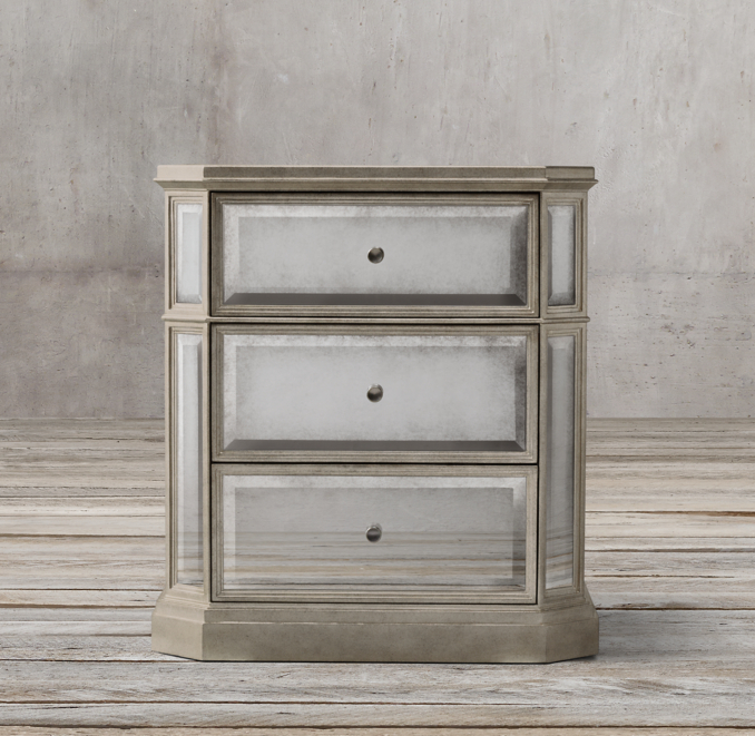 1930s French Mirrored 24" Closed Nightstand