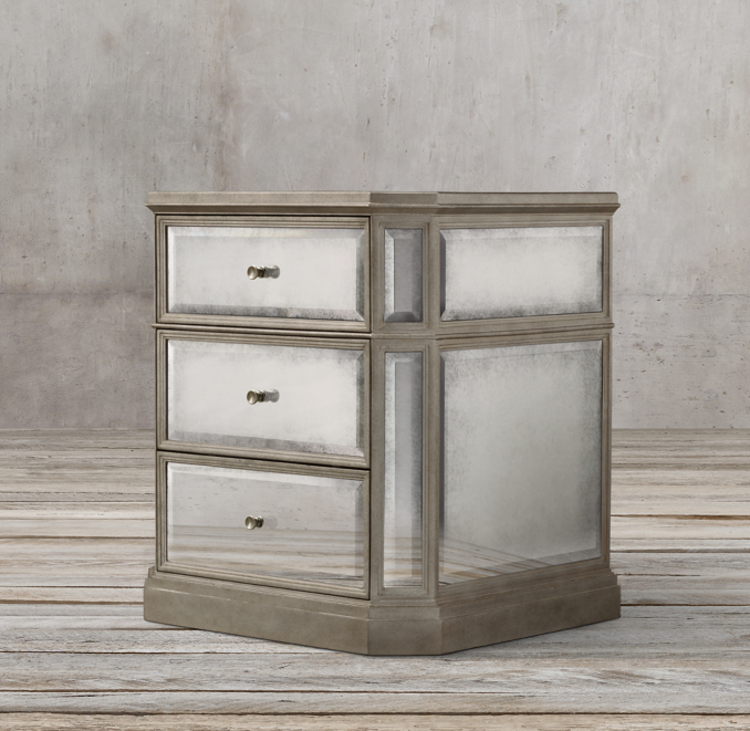 1930s French Mirrored 24" Closed Nightstand