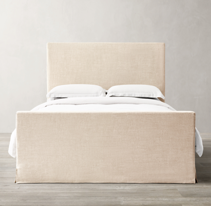 Parsons Slipcovered Bed with Footboard