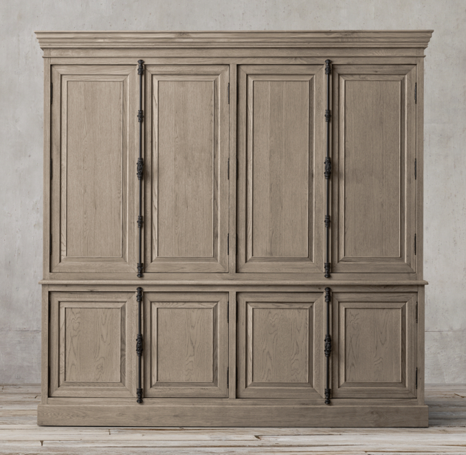 French Panel 4Door Sideboard & Closed Hutch