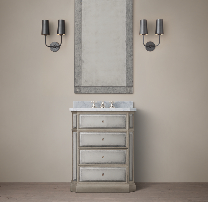 1930s French Mirrored Powder Vanity