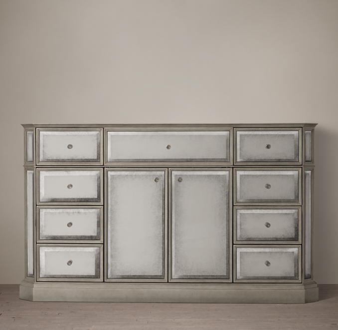 1930s French Mirrored Single ExtraWide Vanity Base