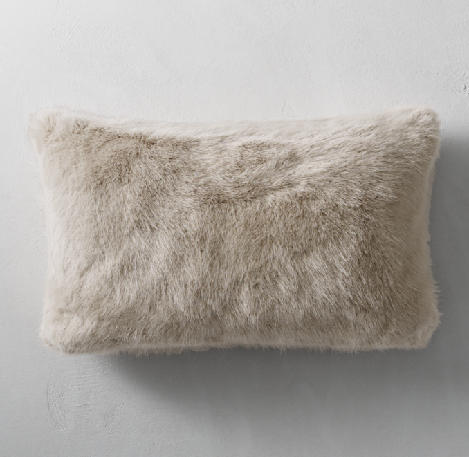 Ultra Faux Fur Lumbar Pillow Cover Dune
