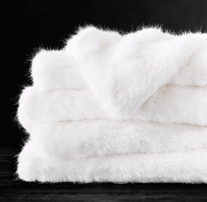 Ultra Faux Fur Oversized Throw White
