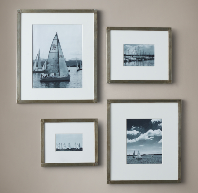 Antiqued Nailhead Narrow Gallery Frames - Zinc | RH