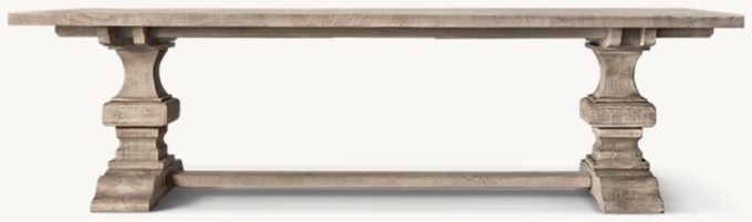 Reclaimed Oak Baluster Rectangular Extension Dining Table RH