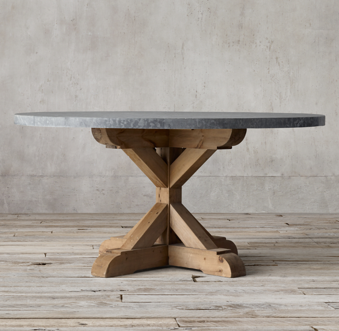 Salvaged Wood & Marble XBase Round Dining Table