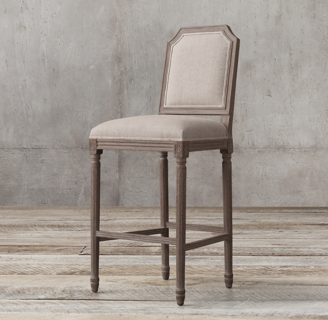 Vintage French Sculpted Back Fabric Stool