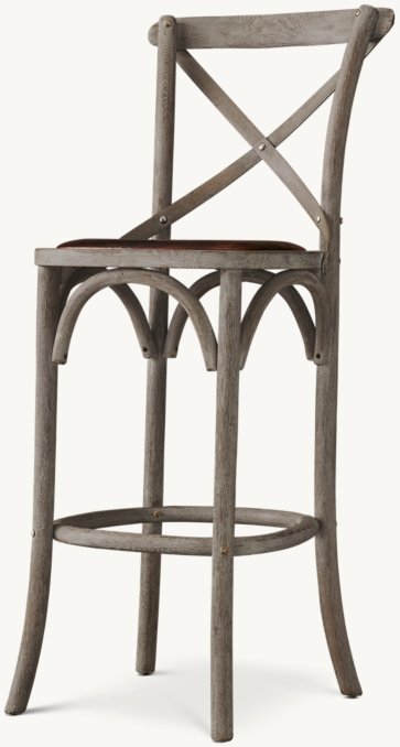 Three Quarter view of Madeleine Armless Leather Bar Stool shown in Burnt Oak