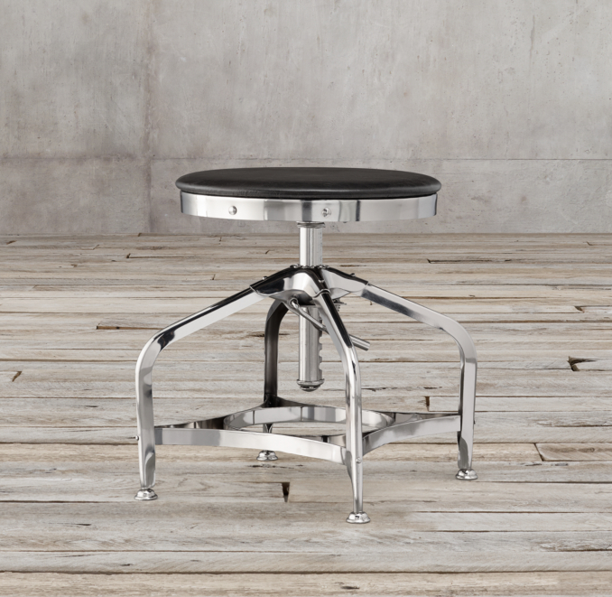 1940s Vintage Toledo Leather Dining Stool