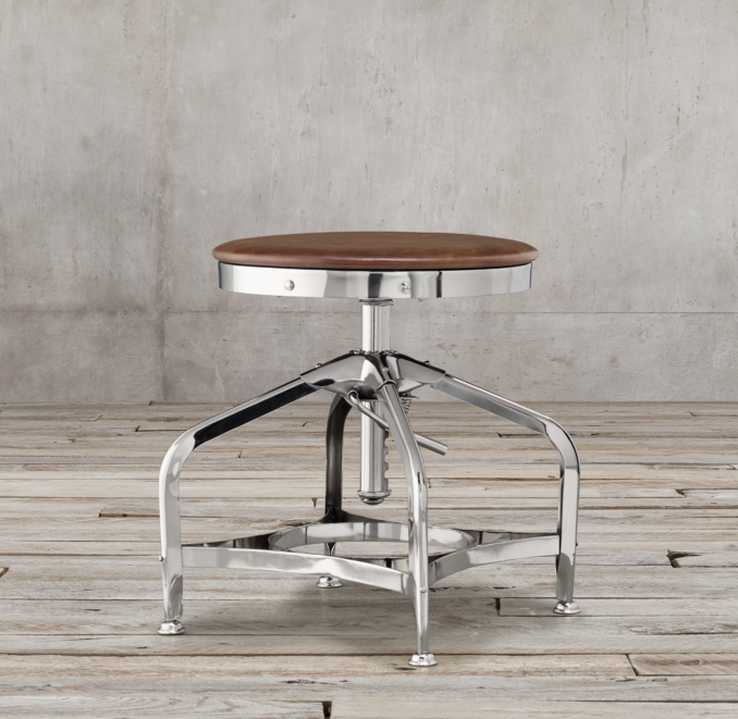 1940s Vintage Toledo Leather Dining Stool