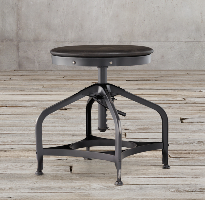 1940s Vintage Toledo Leather Dining Stool