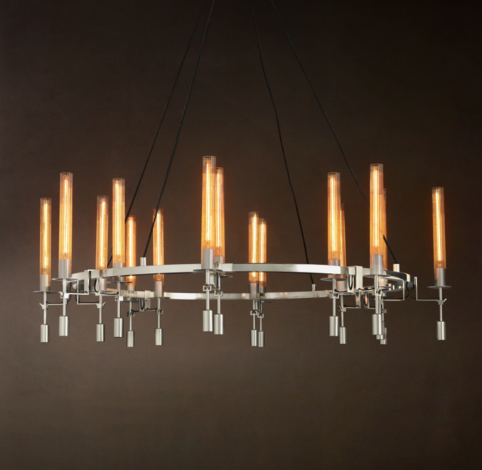 58" chandelier shown in Polished Nickel.