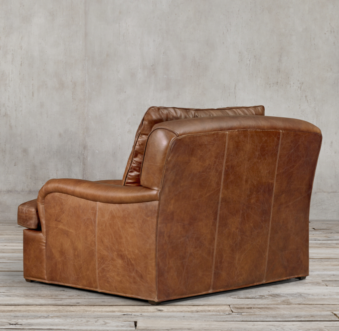 Belgian Classic Roll Arm Leather Chair-and-a-Half