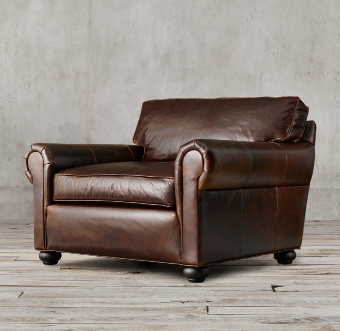 Original Lancaster Leather Chair-and-a-Half