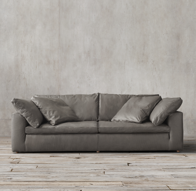 Cloud Leather Two-Seat-Cushion Sofa