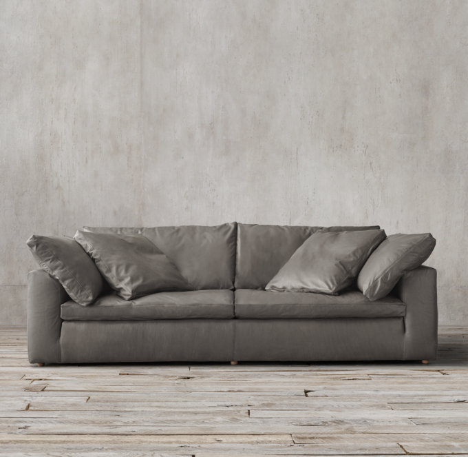 Restoration Hardware Cloud Leather Two-Seat-Cushion Sofa, 76% Off