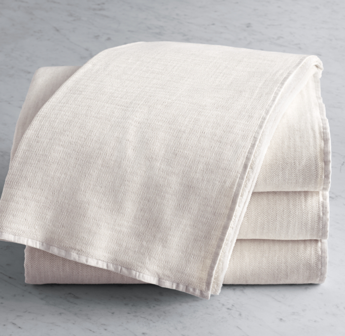 Restoration hardware HEATHERED COTTON-LINEN hot REVERSIBLE Bath Sheet NEW