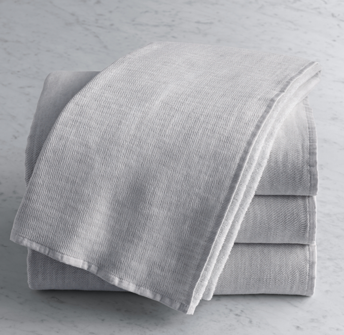 Front view of Heathered Cotton-Linen Reversible Bath Towel 