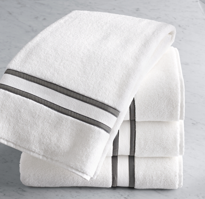 Front view of Parallel Border Turkish Cotton Bath Towel 